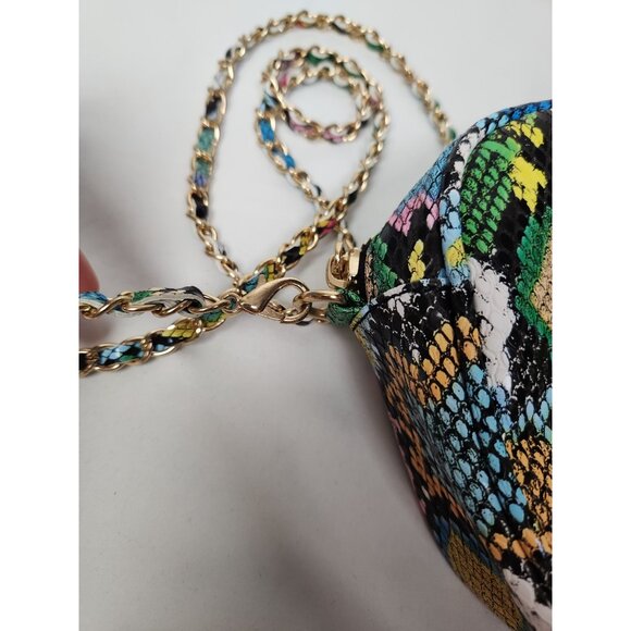 Pink Haley Colorful Snake Print Gold Chain Crossbody Shoulder Bag - Picture 8 of 8